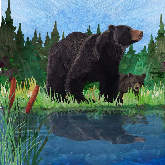 Black Bear and Cub Wall Art Two Can Art Store