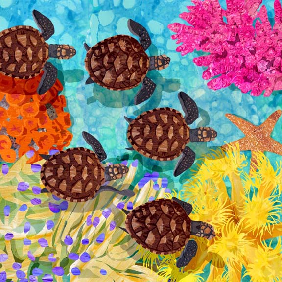 Baby Sea Turtles Wall Art Giclee Canvas or Fine Art Paper – Two