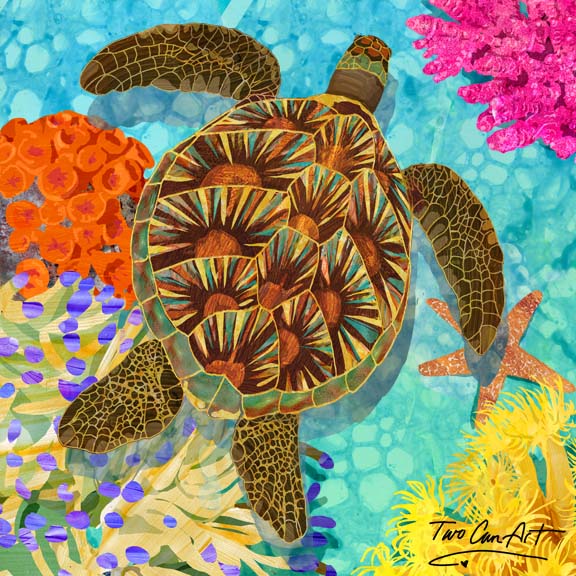 Sea Turtle Wall Art Giclee Canvas or Fine Art Paper – Two Can Art