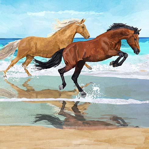 Horses Sea Spirits Wall Art Giclee Print on Canvas or Fine Art Paper