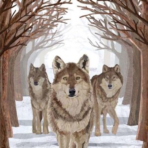 Descending Wolves Wall Art  Giclee Print on Canvas or Fine Art Paper