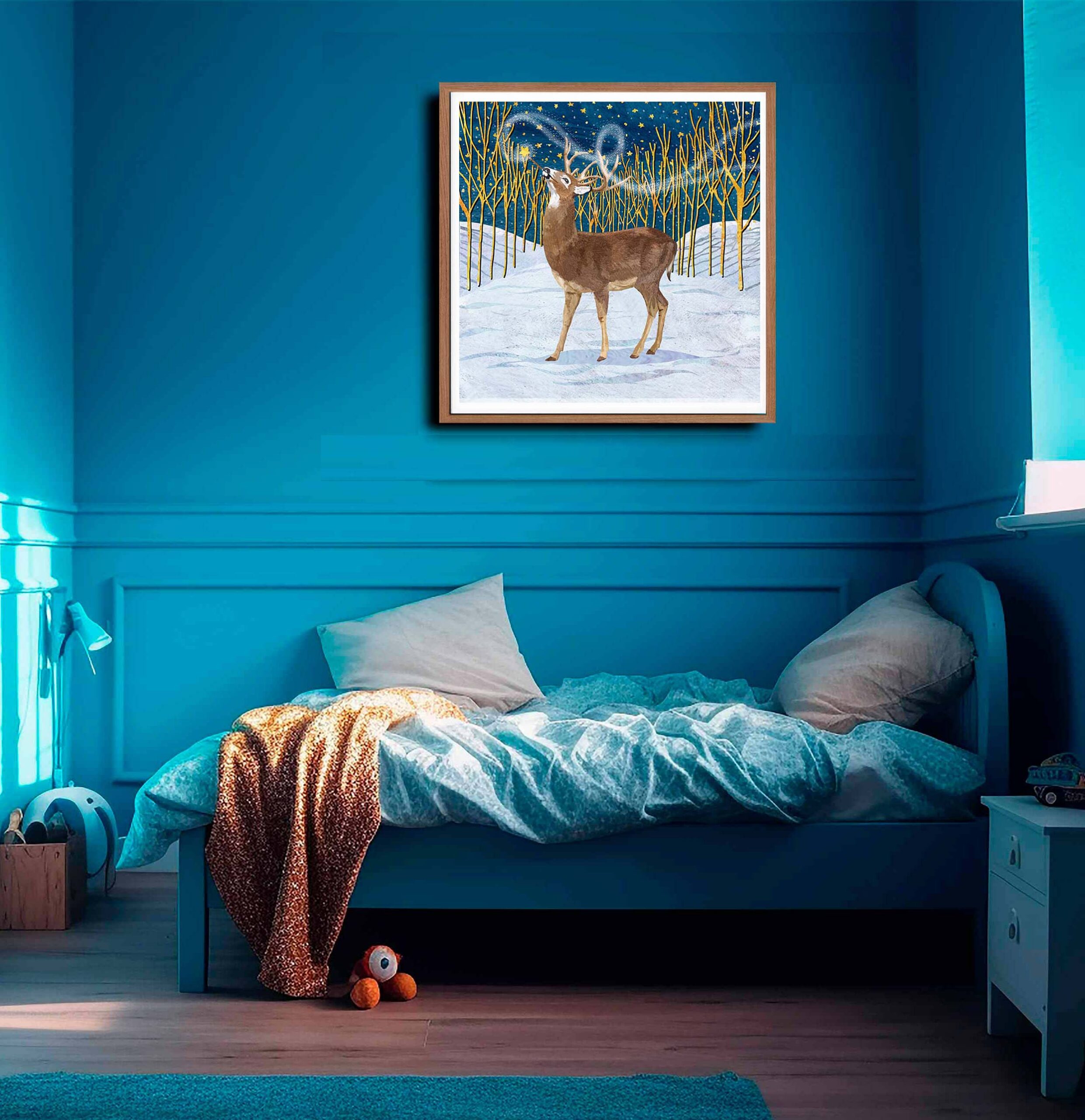 Moonlight Magic Deer Wall Art Giclee Print on Canvas or Fine Art Paper - Image 5