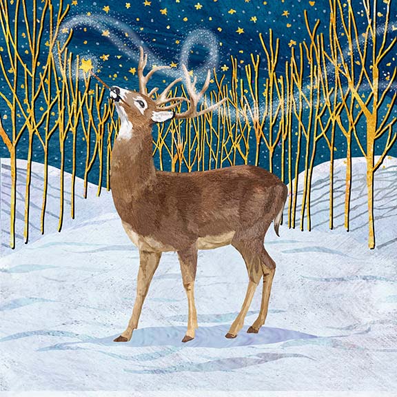 Moonlight Magic Deer Wall Art Giclee Print on Canvas or Fine Art Paper