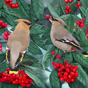 Wax Wings Bird Wall Art  Giclee Print on Canvas or Fine Art Paper