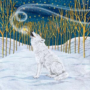Moonlight Magic White Wolf Wall Art  Giclee Print on Canvas or Fine Art Paper