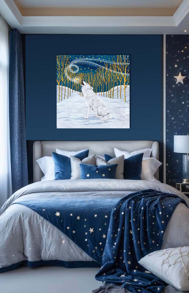 Moonlight Magic White Wolf Wall Art Giclee Print on Canvas or Fine Art Paper - Image 4
